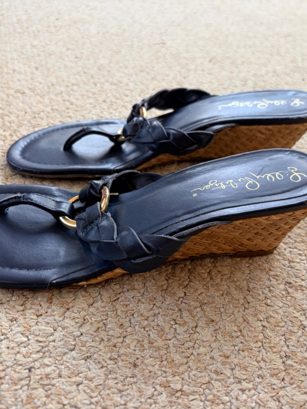 Lilly Pulitzer Navy Wedge Sandals Size 5.5 - Picture 4 of 5